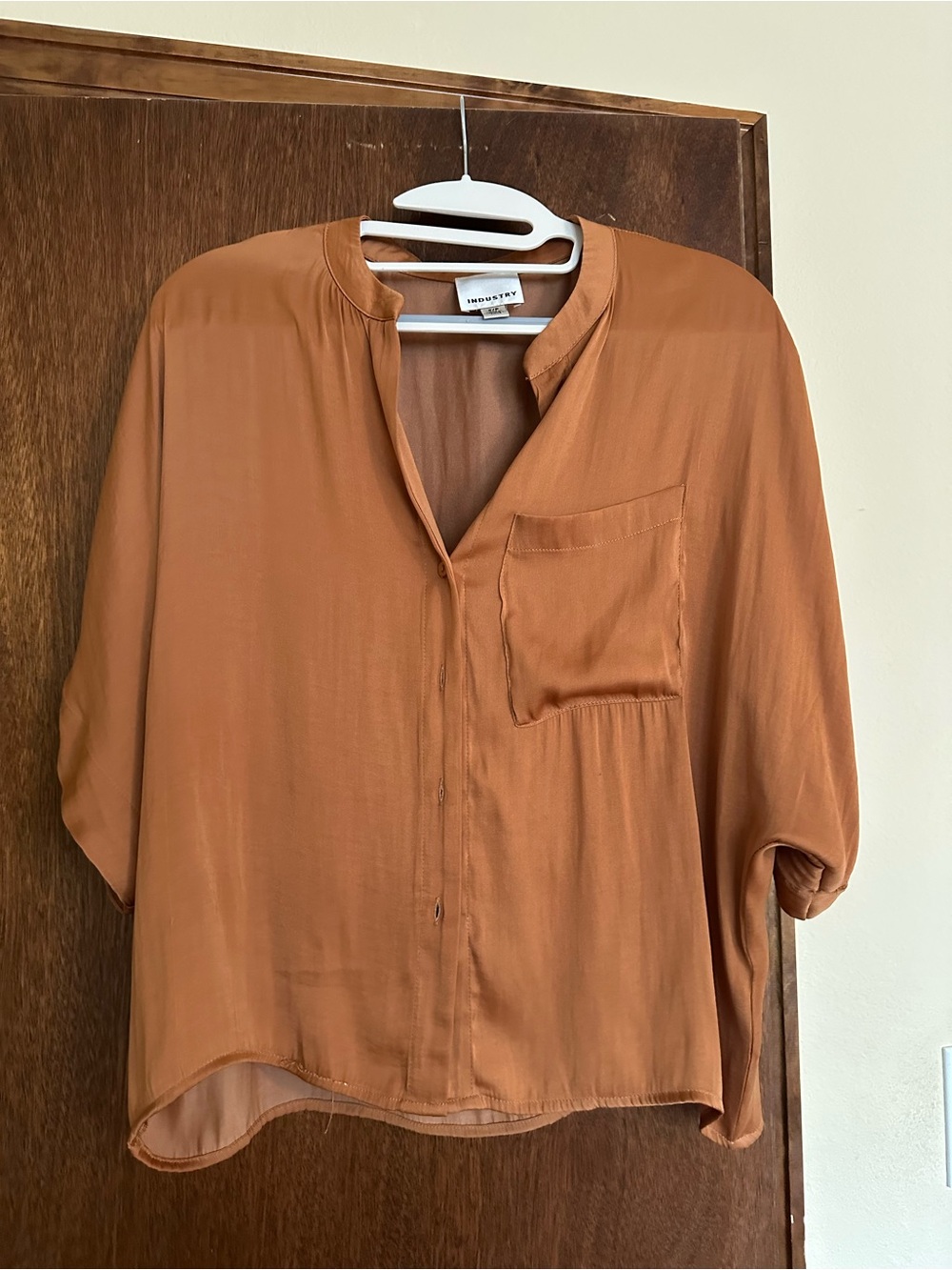 Everyday Relaxed Rust Orange Button-Front Blouse